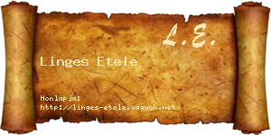 Linges Etele névjegykártya